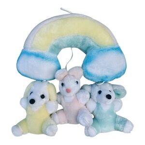 VTG 1984 Jolly Jumper Pastel Rainbow Animal Mobile Crib Hanger